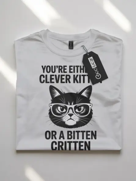 Witty Sarcastic Cat T-Shirt – Clever Kitten or Bitten Critten Tee - Image 10