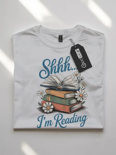 Shhh I'm Reading Shirt – Cozy Cottagecore Floral Tee for Book Lovers - Image 10