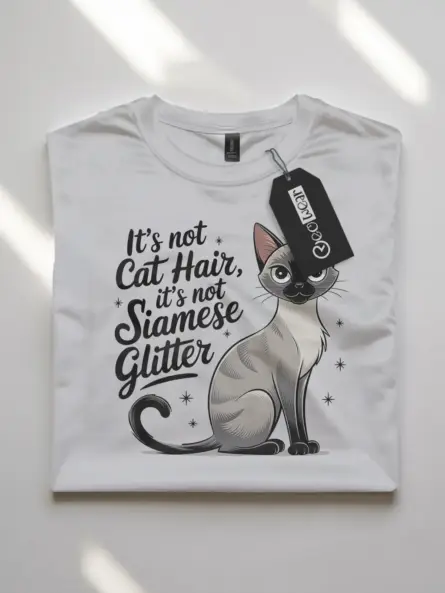 Siamese Cat Glitter Shirt – Funny Cat Hair Tee - Image 10