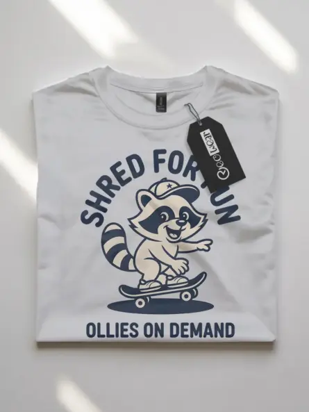 Skateboard Raccoon T-Shirt – Funny Shred for Fun Streetwear Tee - Image 10