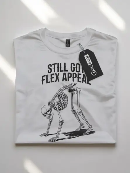 Bold Skeleton Yoga Shirt – Still Got Flex Appeal Humor Tee - Image 10