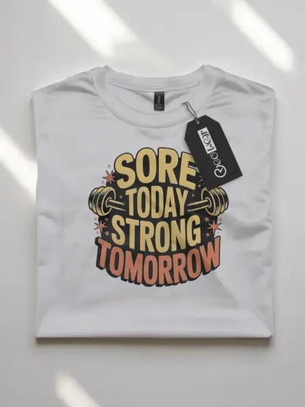 Inspiring Sore Today Strong Tomorrow T-Shirt for Gym Motivation - Image 10