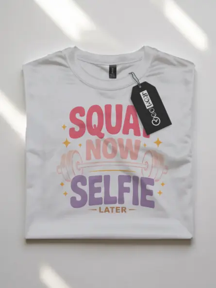 Fierce Squat Now Selfie Later T-Shirt – Retro Gym Glam - Image 10