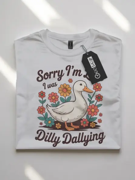 Vintage Duck Flower T-Shirt – Sorry I’m Late Dilly Dallying - Image 10