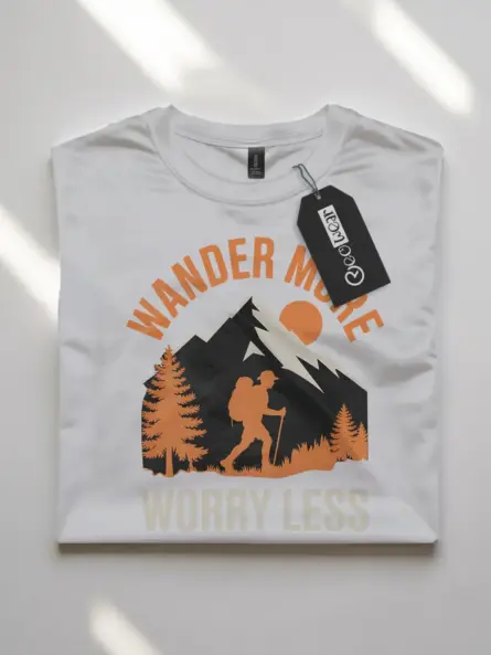 Wander More Worry Less T-Shirt – Vintage Hiking Mindfulness Tee - Image 10