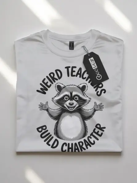 Weird Teacher Shirt – Funny Raccoon “Build Character” Tee - Image 10