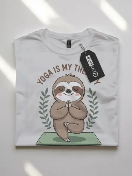 Yoga Is My Therapy Shirt – Adorable Sloth Tee for Stress Relief - Image 10
