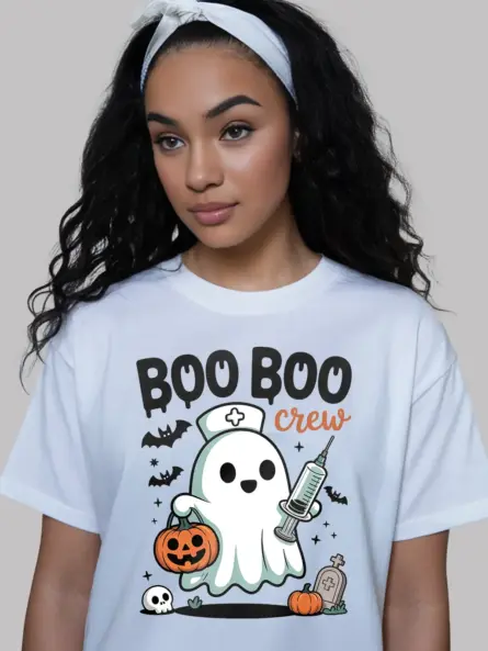 Adorable Boo Crew Nurse T-Shirt for Halloween - Image 13
