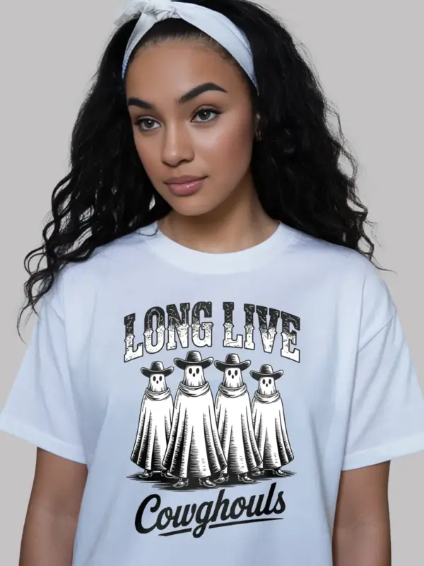 white front – western ghost cowboy t-shirt with vintage ghost graphics