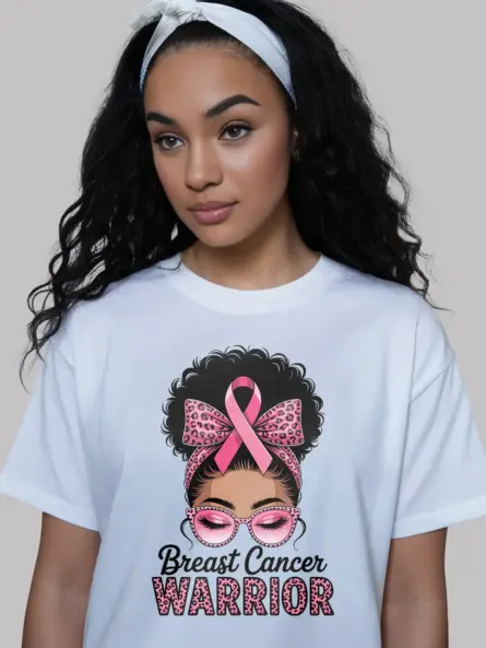 Fierce Breast Cancer Warrior T-Shirt – Afro Pink Ribbon Empowerment Tee - Image 11