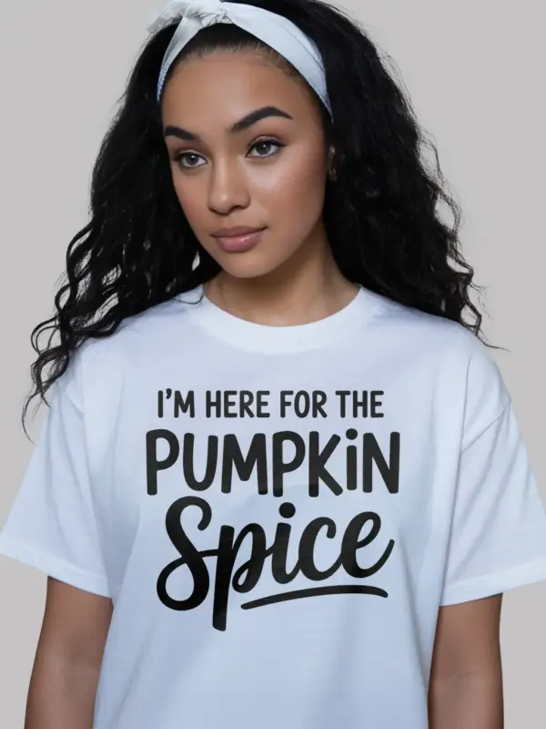 white front – im here for the pumpkin minimalist pumpkin spice shirt