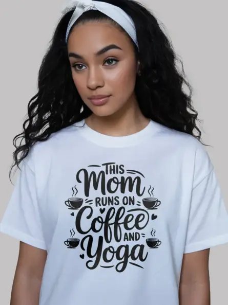 Charming Coffee Yoga Mom T-Shirt - Image 12