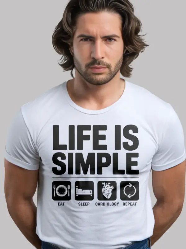 white cardiology life shirt lifestyle image for residents