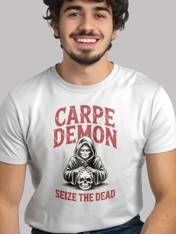 white Shirt Front View – Carpe Demon – carpe demon reaper t-shirt