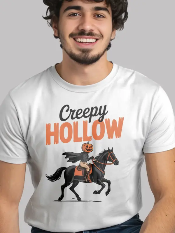 white lifestyle – folklore fan in vintage headless horseman t-shirt
