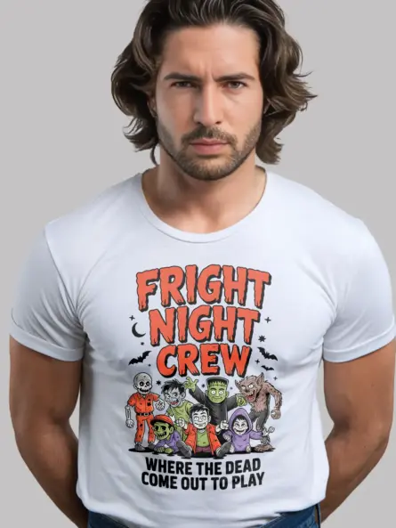 Epic Fright Night Crew Halloween T-Shirt with Classic Monsters - Image 2
