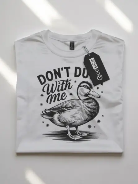 white front view don’t duck with me funny duck t-shirt for adults