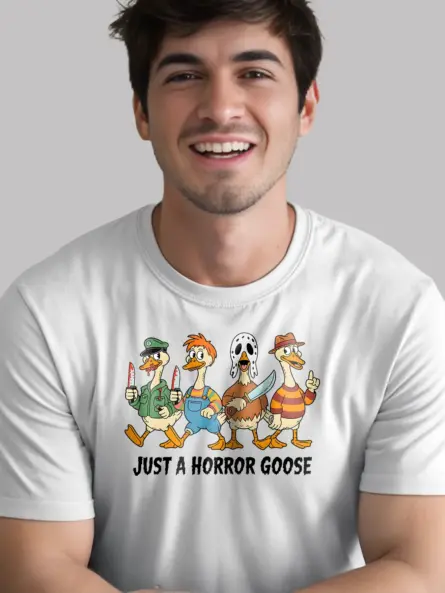 Funny Horror Goose T-Shirt for Halloween – Spooky Animal Parody Tee - Image 6