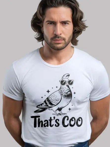 white That’s Coo pigeon design – funny pigeon t-shirt