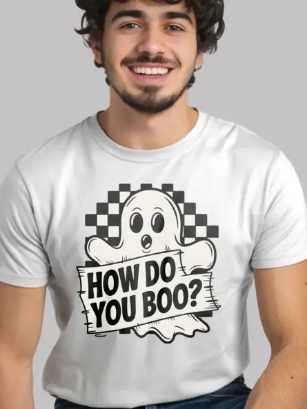 white front view – How Do You Boo cute ghost Halloween t-shirt