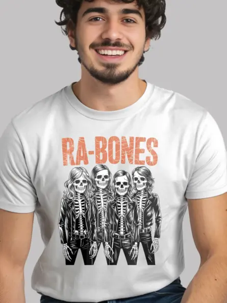 white front – RA-BONES vintage skeleton band t-shirt