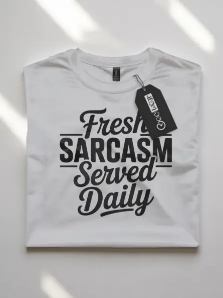 white Shirt Fresh Sarcasm Served Daily Sarcasm Served Daily T-Shirt Front View