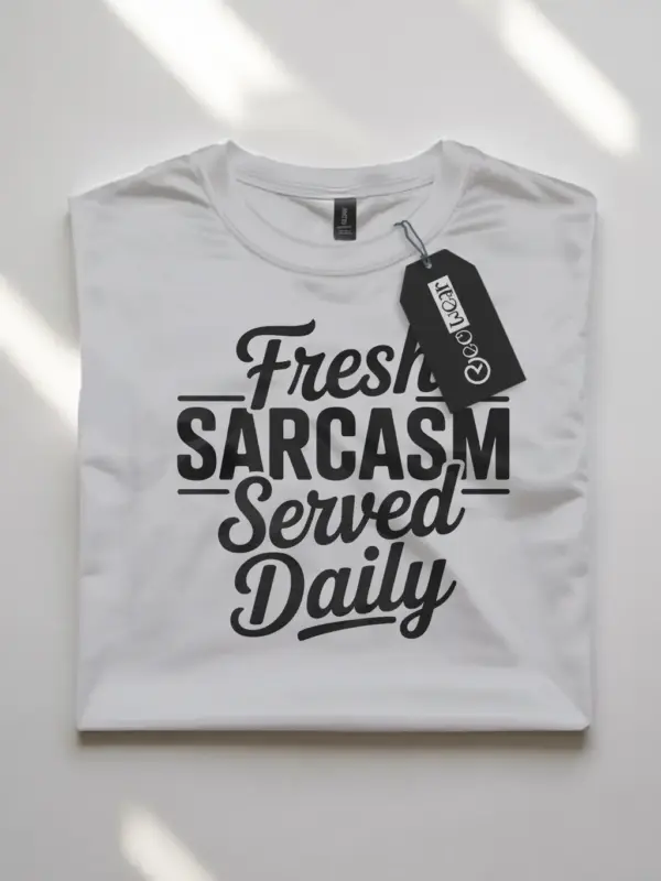 white Shirt Fresh Sarcasm Served Daily Sarcasm Served Daily T-Shirt Front View