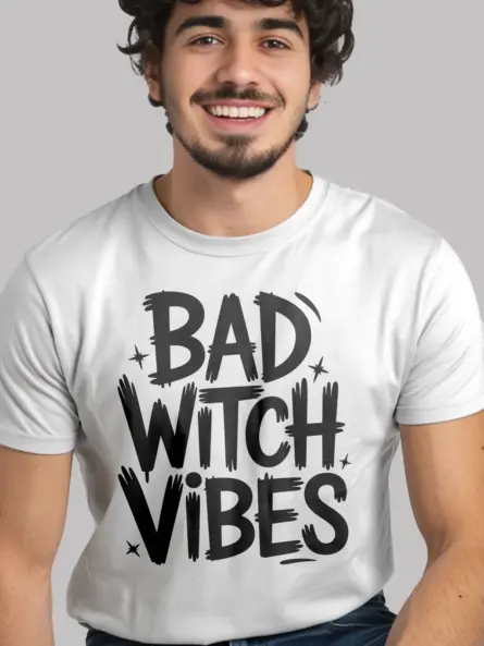 Bad Witch Vibes Shirt – Bold Gothic Tee for Spooky Season & Parties - Image 9