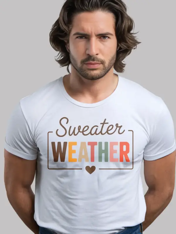 white front view – cozy fall typography shirt – cozy sweater weather shirt