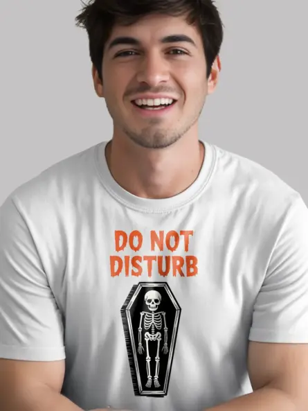 white Shirt Front View – Do Not Disturb – do not disturb skeleton t-shirt