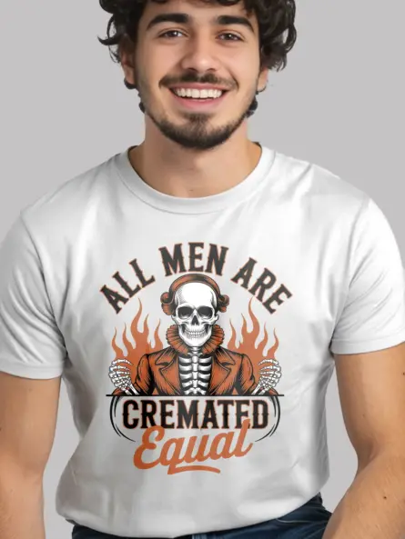 White lifestyle – sarcastic quote gothic skeleton t-shirt in white