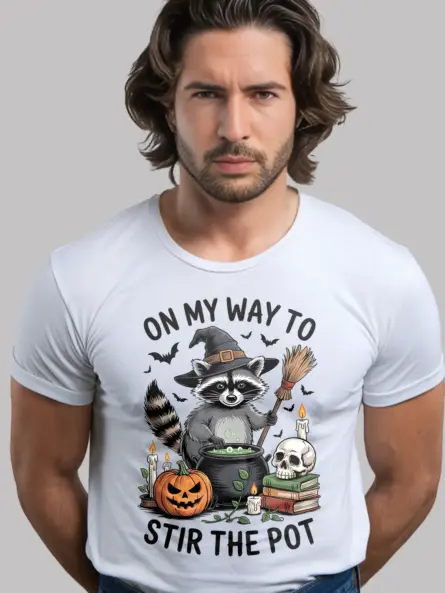 Hilarious Funny Raccoon Witch T-Shirt for Halloween - Image 12
