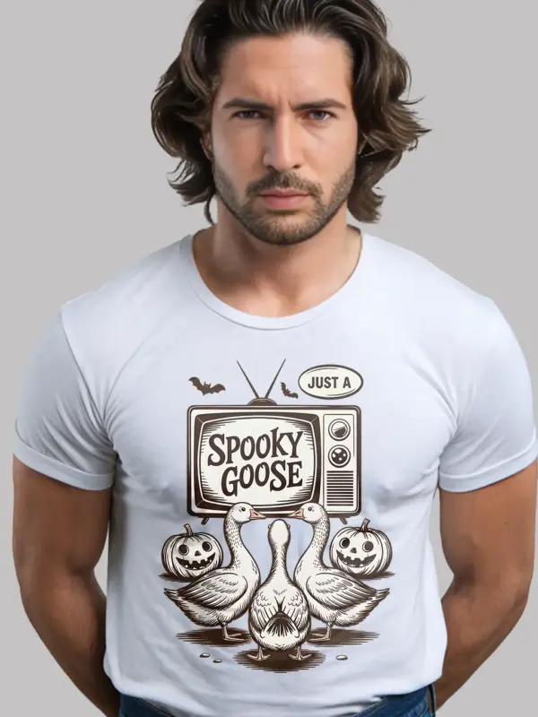 white Hilarious Spooky Goose Halloween T-Shirt for Animal Lovers