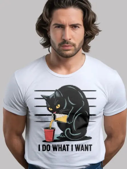 Rebellious “I Do What I Want” Cat Shirt – Funny Vintage Graphic Tee - Image 12