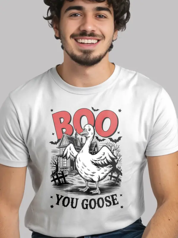 White lifestyle – ghost goose graveyard tee spooky goose Halloween shirt white