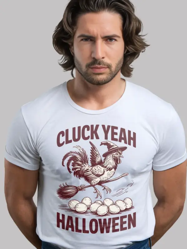 white front – Cluck Yeah Halloween vintage chicken witch Halloween shirt