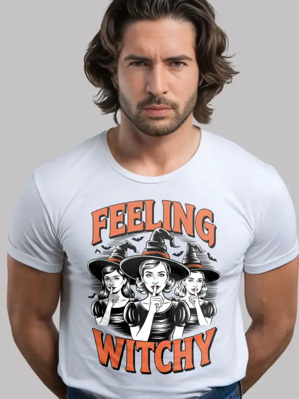 white Feeling Witchy vintage witch core Halloween shirt
