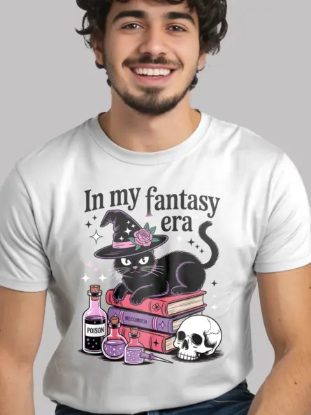 Whimsical Witchy Cat Fantasy T-Shirt for Magic Lovers - Image 9