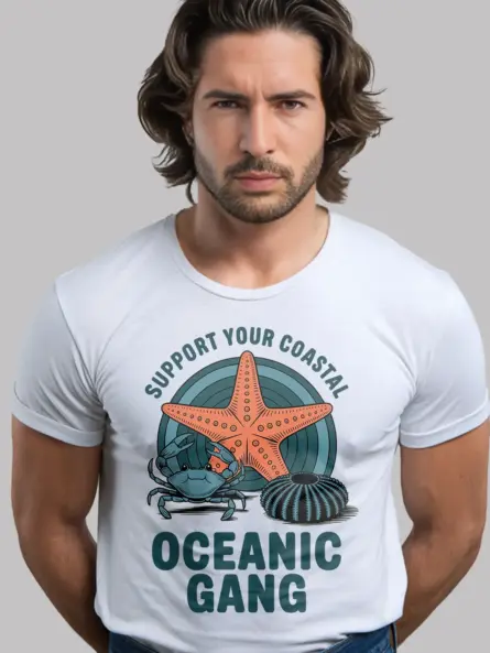 Bold Coastal T-Shirt – Oceanic Gang Sea Life Graphic Tee - Image 12