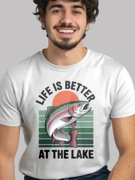 Lake Life T-Shirt – Vintage Rainbow Trout Tee for Outdoor Getaways - Image 11