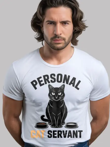 Funny Personal Cat Servant T-Shirt for Cat Lovers | Minimalist Gift Tee - Image 12