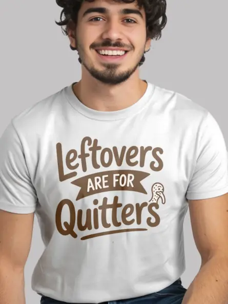 Thanksgiving Funny T-Shirt – “Leftovers Are for Quitters” Minimalist Tee - Image 12
