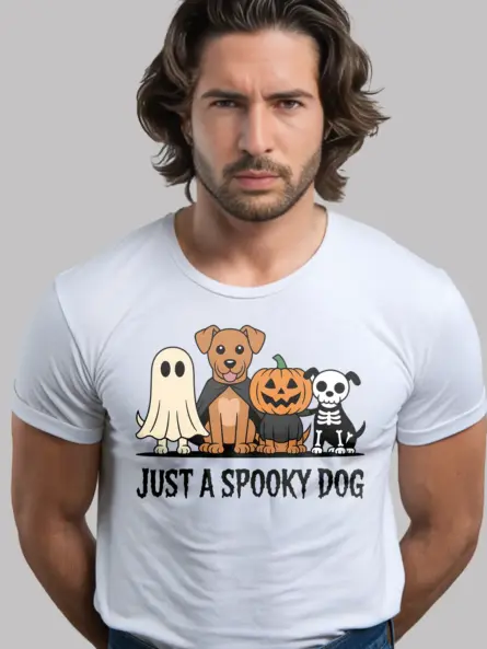 white Halloween Pet Costume Shirt – spooky dog halloween t-shirt
