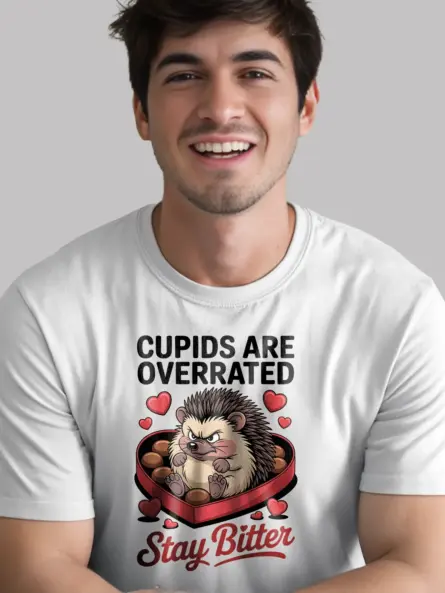 Anti Valentines Day Shirt with Grumpy Hedgehog – Stay Bitter Tee - Image 12