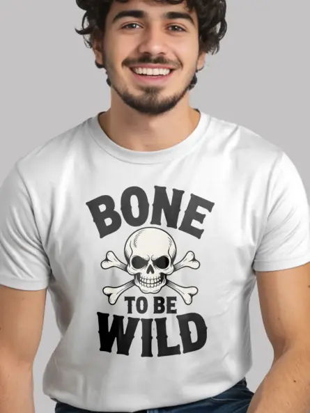 white bone to be wild biker halloween shirt front view