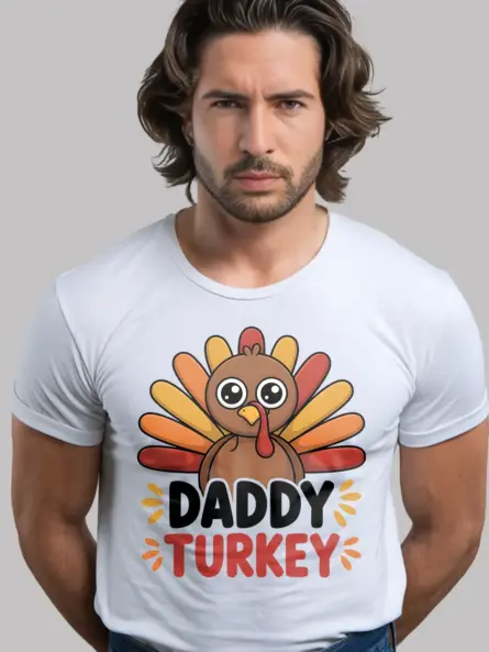 Daddy Turkey Shirt Funny Thanksgiving Tee for Dads - Image 12