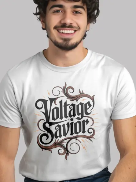 Electrician Pride T-Shirt – Voltage Savior Gothic Design - Image 11