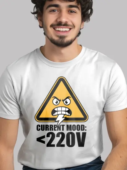 Funny Electrician T-Shirt ~ Current Mood 220V - Image 9