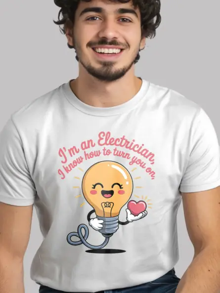 Funny Electrician Pun T-Shirt – Turn You On - Image 12