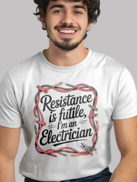 Funny Electrician T-Shirt Vintage – Resistance is Futile Design - Image 12